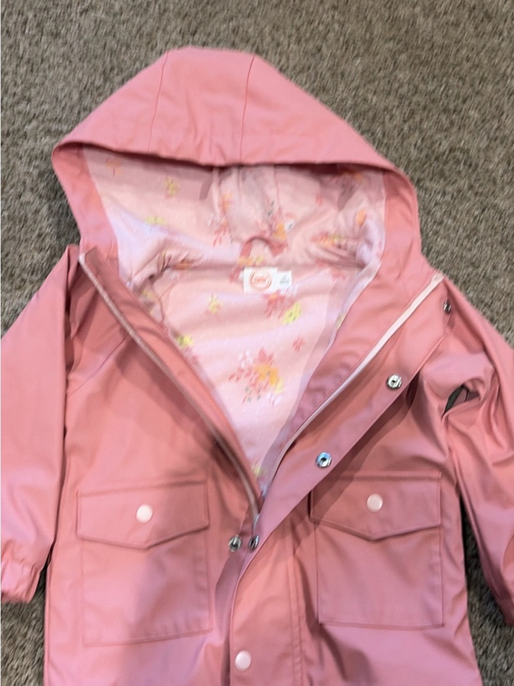 wonder nation Pink Hooded Raincoat with Floral Lining